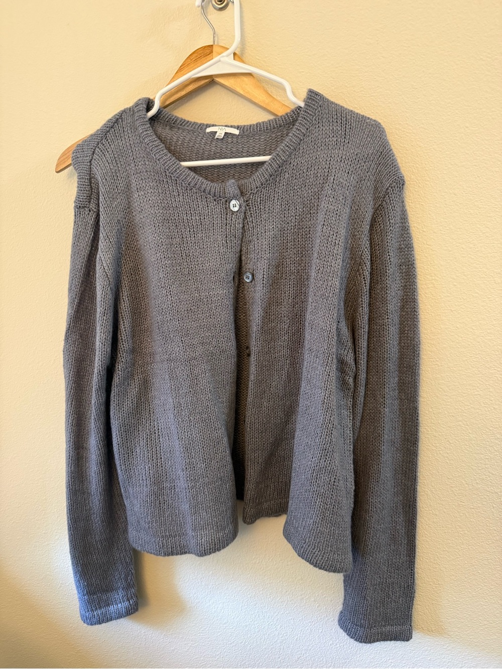 Classic Women's Gray Knit Button-Front Cardigan